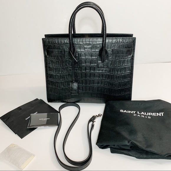 Saint Laurent Small Croc Embossed Sac de Jour - Picture 2 of 14